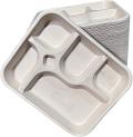 Eco Friendly 5 Compartment Bagasse Disposable Plates 25 Pcs Pack